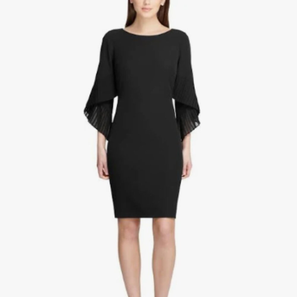 DKNY Pleated Bell-Sleeve Sheath Dress Size 12